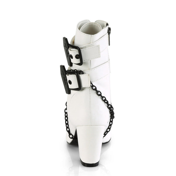 3" Block Heel Round Toe D-ring Lace-Up Ankle Boot, Size Zip Pleaser Demonia VIVIKA/128