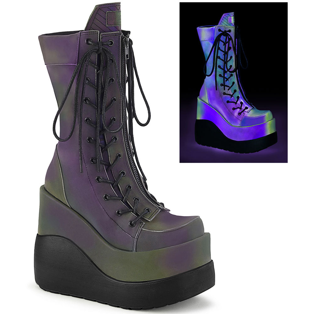 Demonia 5" Wedge Tiered Platform Lace-Up Mid-Calf Boots for Women Secondary image