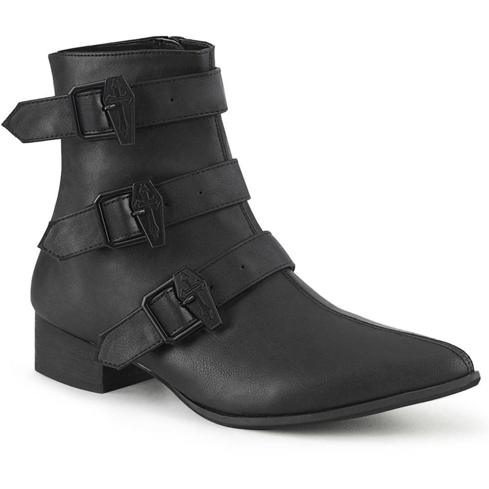 1" Block Heel Pointed Toe Ankle Boot, Side Zip Pleaser Demonia WARLOCK/50/C Main image