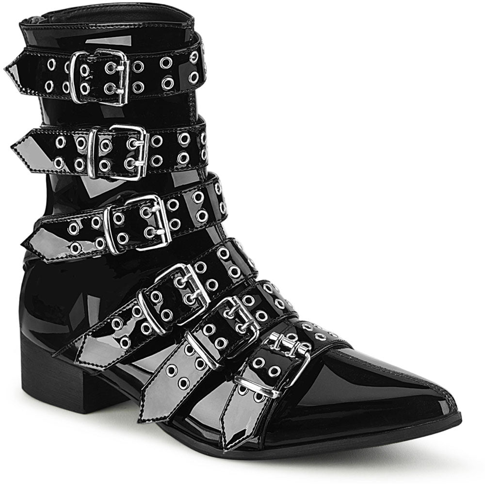 1" Block Heel Pointed Toe Calf High Boot, Back Zip Pleaser Demonia WARLOCK/70 Main image