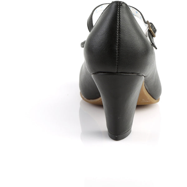2 1/2" Cuben Heel T-Strap Pump W/ Bow Pleaser Pin Up Couture WIG50/BPU